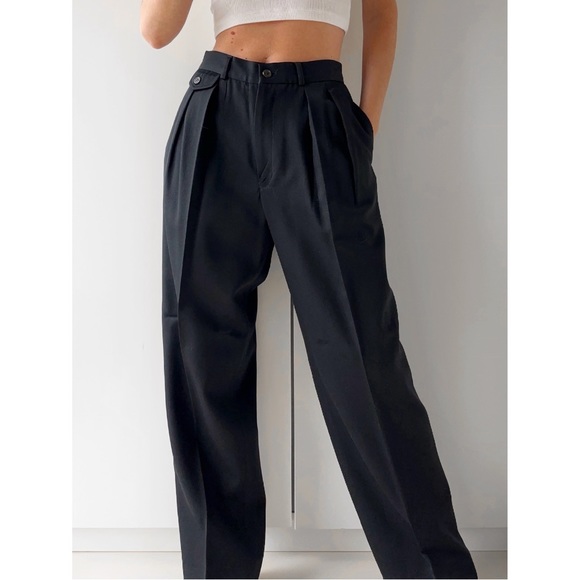 Vintage Pants - ‼️SOLD‼️ Vintage Ralph Lauren pleated high rise relaxed fit trousers 100% wool